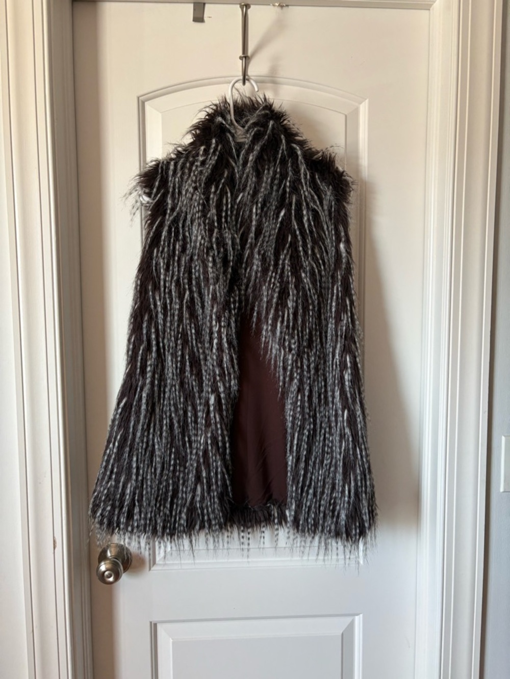 Sugarlips Faux Fur Trim Vest in Black & White